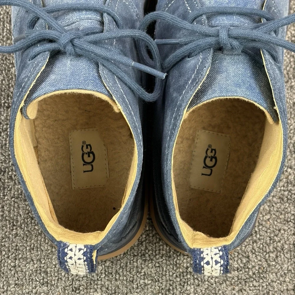 UGG FREAMON CANVAS BLUE LACE TWINSOLE CHUKKA ANKLE BOOTS SHOES SIZE US 11.5 MENS